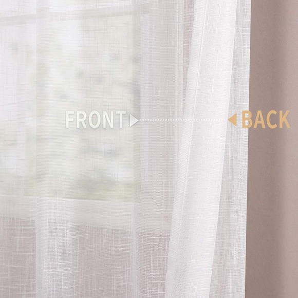 White Weave Sheer Curtains, 2 Panels @ 52"W x 108"L, Rod Pocket or Back Tab - Picture 4 of 9